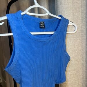 SHEIN Blue Ribbed Crop Tank Top